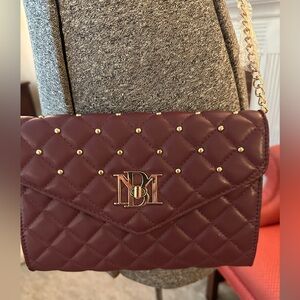 Badgley Mischka Crossbody bag with diamond quilting vegan leather Plum NWT